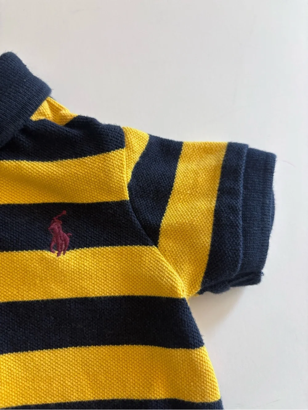 RALPH LAUREN Polo Shirt Striped Yellow Navy Blue Infant Baby Boy Size 6 Months